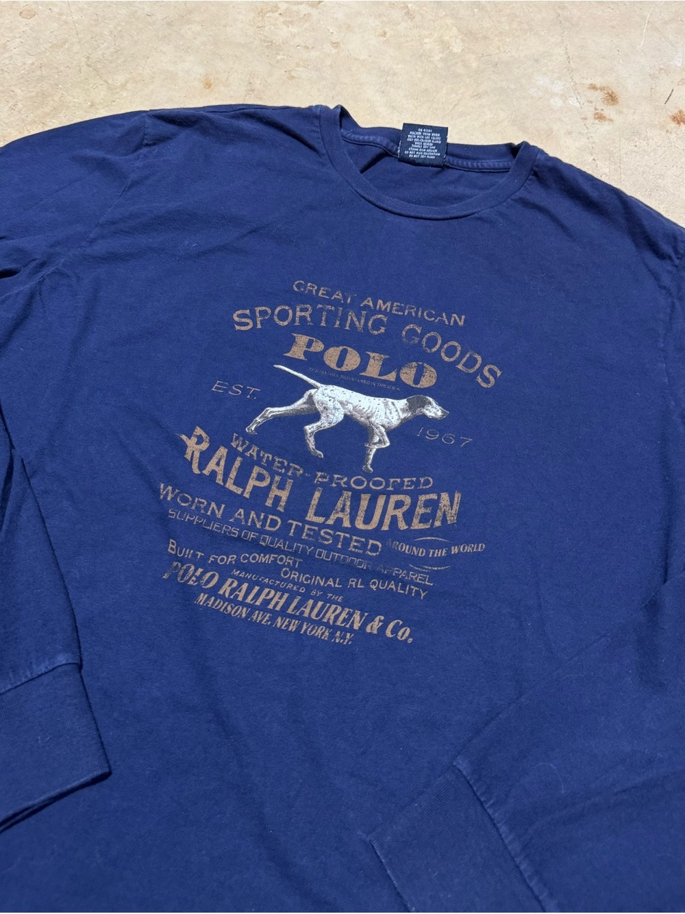 Vintage Polo Ralph Lauren Sporting Hunting Dog Long Sleeve T Shirt Size L Blue